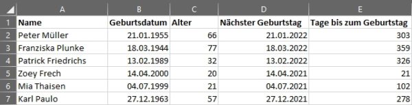 Alter berechnen in Microsoft Excel - TIM-Digital.de