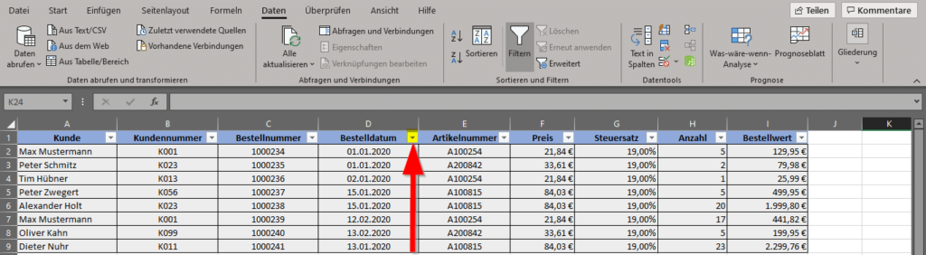 Filter-aktiviert-Pfeil-nach-unten-Symbol